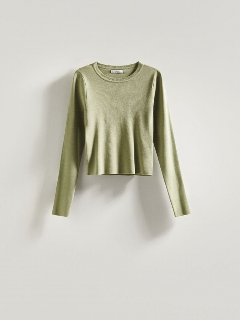 Green Women's Reserved Slim Fit Sweaters | 70932XWSC