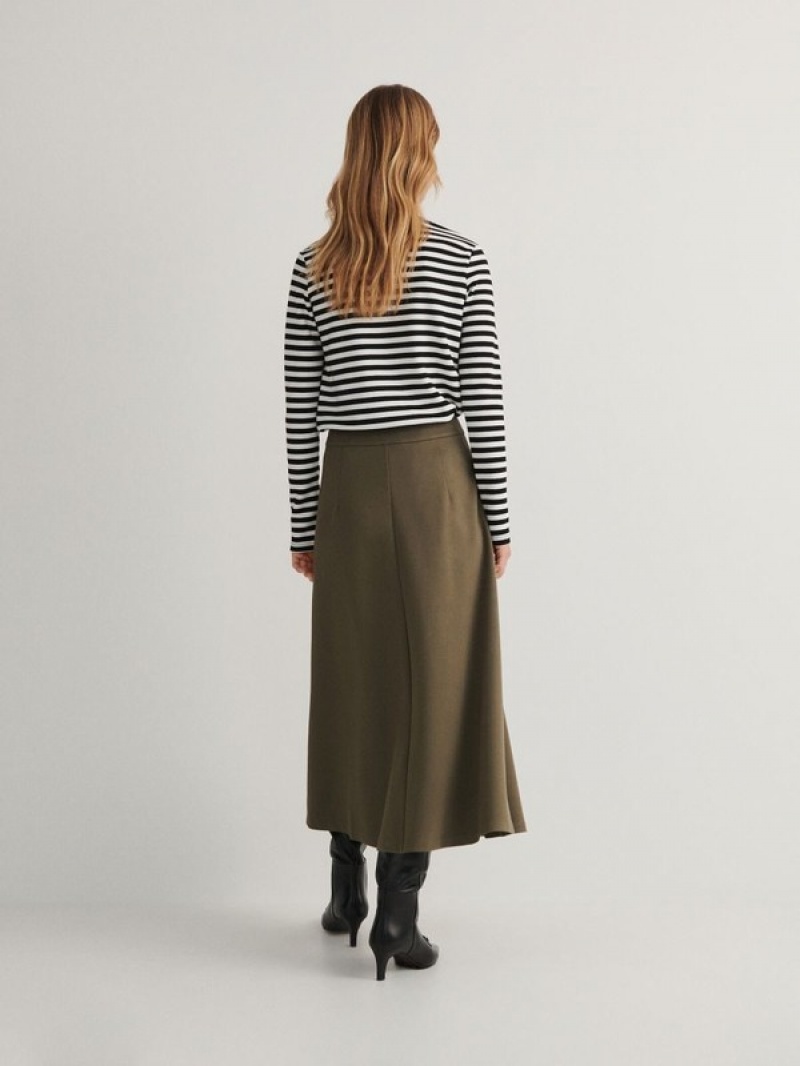 Green Women's Reserved Slit Skirts | 78360LUMP