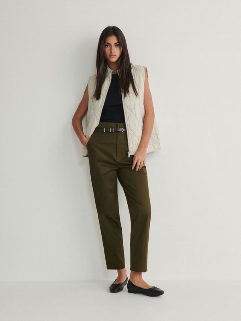 Green Women\'s Reserved Tie Waist Trousers | 74360UAPI