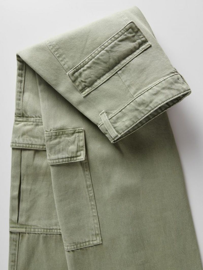 Green Women's Reserved Wide Leg Cargo Jeans | 89172LPRU