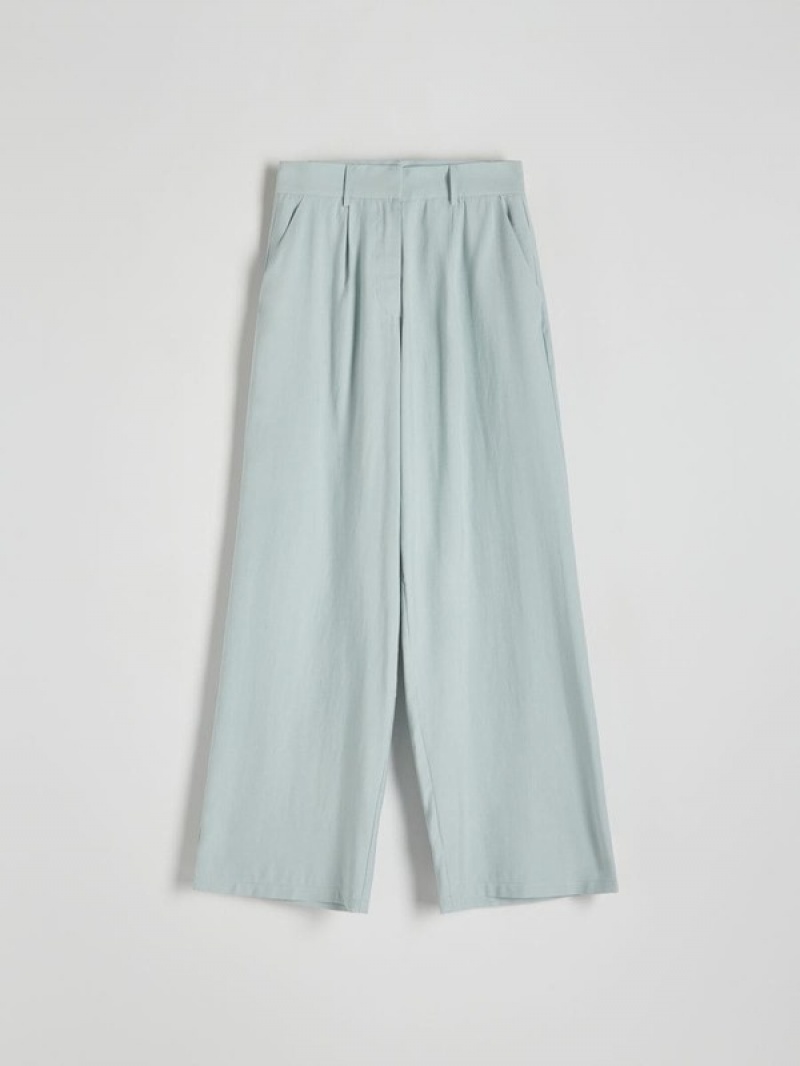 Green Women's Reserved Wide Leg Trousers | 51024VZGE