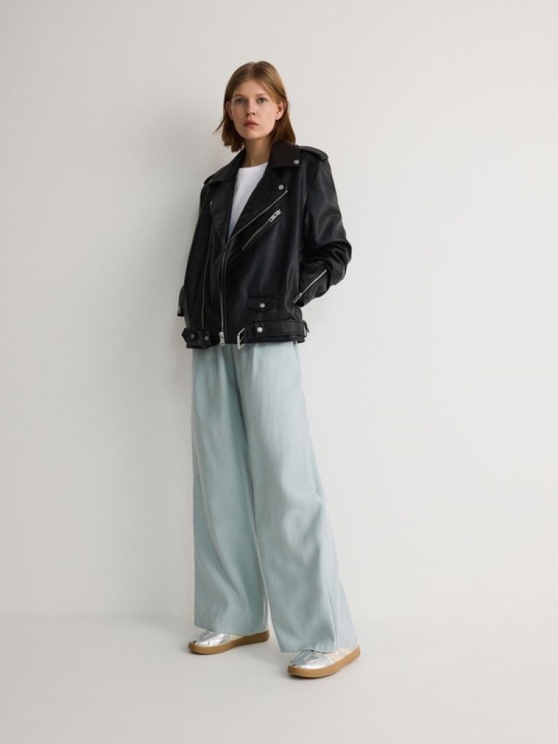 Green Women's Reserved Wide Leg Trousers | 70245TVSF