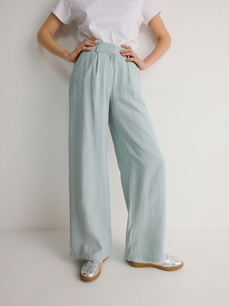 Green Women's Reserved Wide Leg Trousers | 70245TVSF