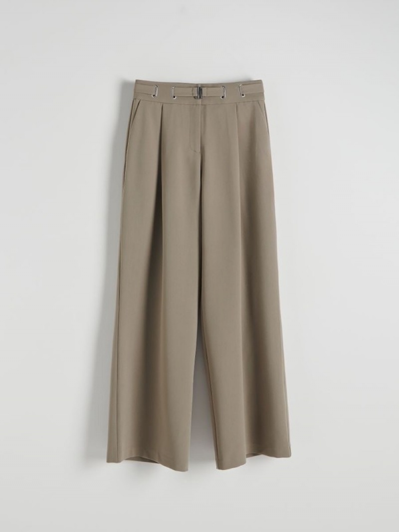 Green Women's Reserved Wide Leg With Trousers | 15027AJKT