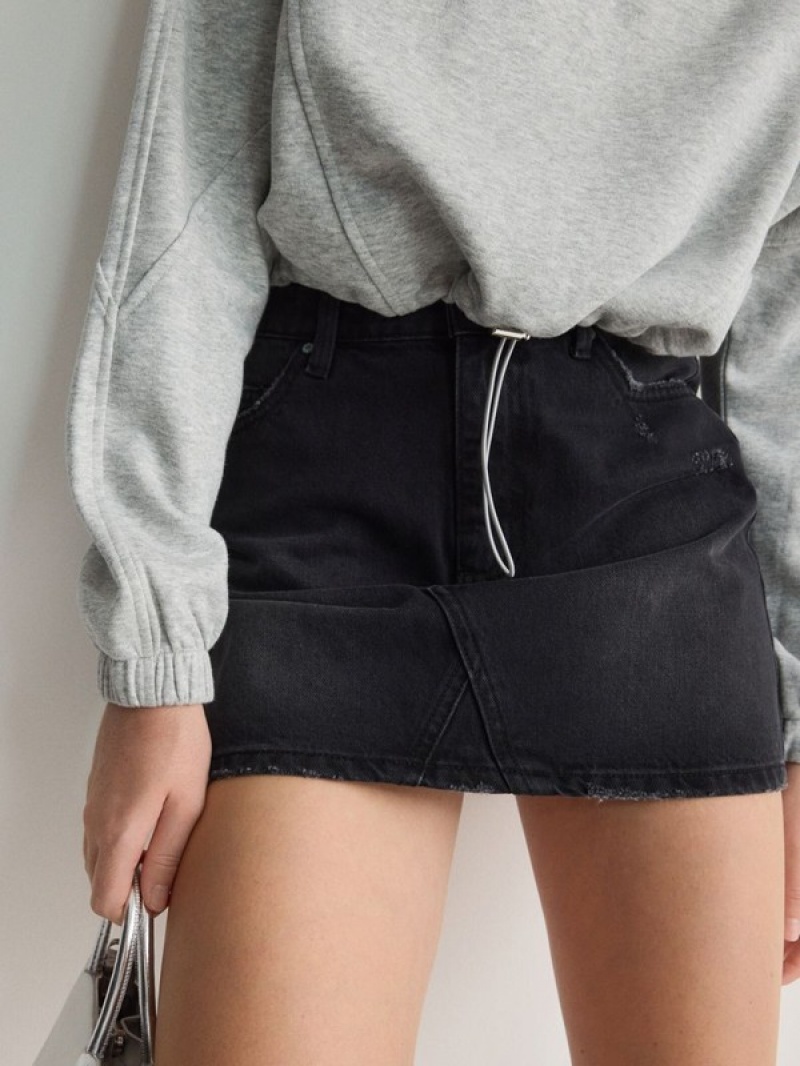 Grey Women's Reserved Denim Mini Skirts | 35084SVWH