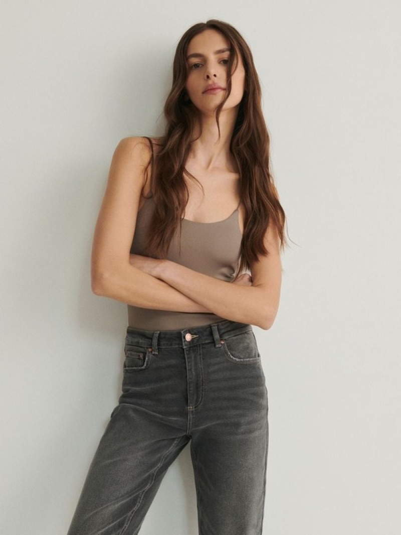 Grey Women's Reserved Straight Jeans | 21370EBGL