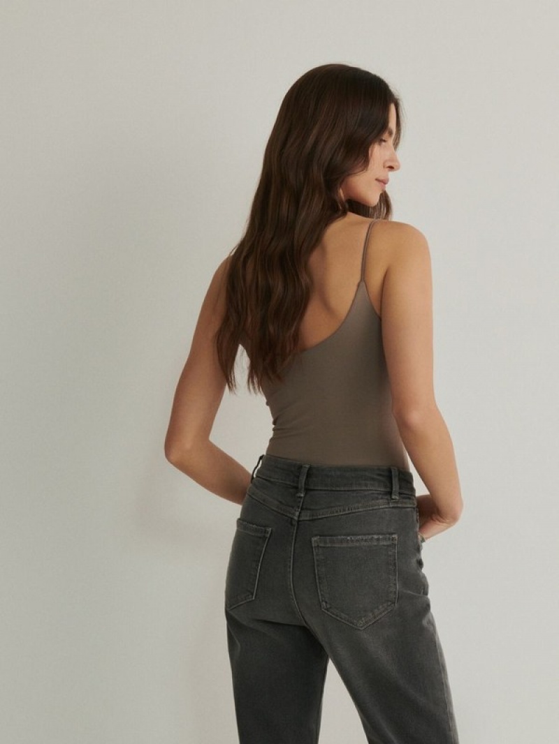 Grey Women's Reserved Straight Jeans | 21370EBGL