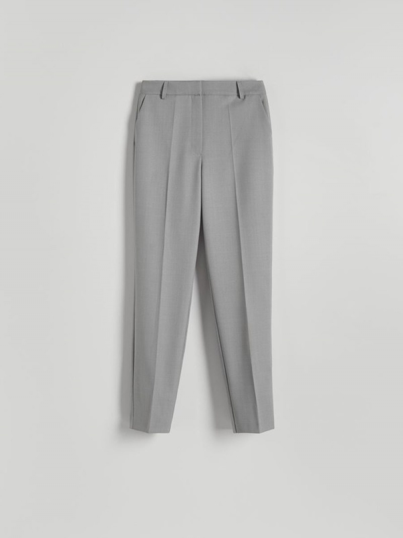 Grey Women\'s Reserved Straight Leg Trousers | 85614JNDP