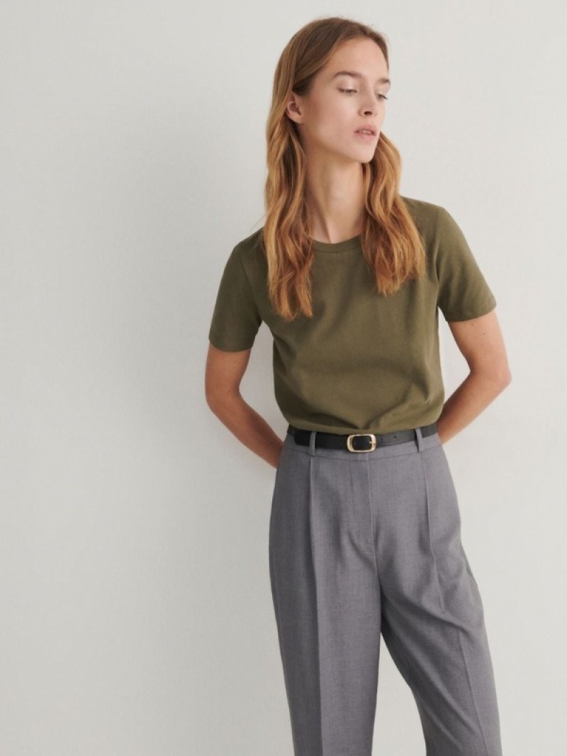 Grey Women's Reserved Tie Waist Trousers | 06841OXST