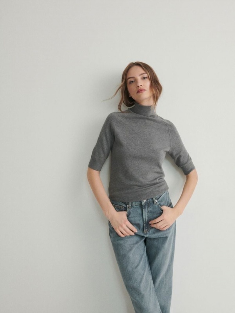 Grey Women's Reserved Turtleneck Sweaters | 14709WDHU