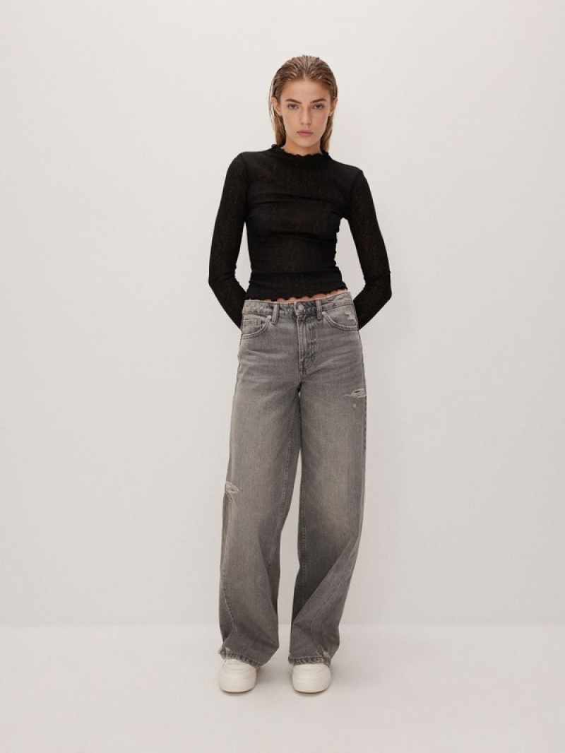 Grey Women's Reserved Wide Leg Jeans | 23190URAQ