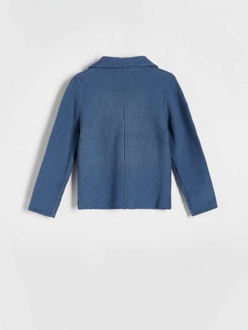 Grey / Blue Boys' Reserved Cotton Sweaters | 23571KEGA