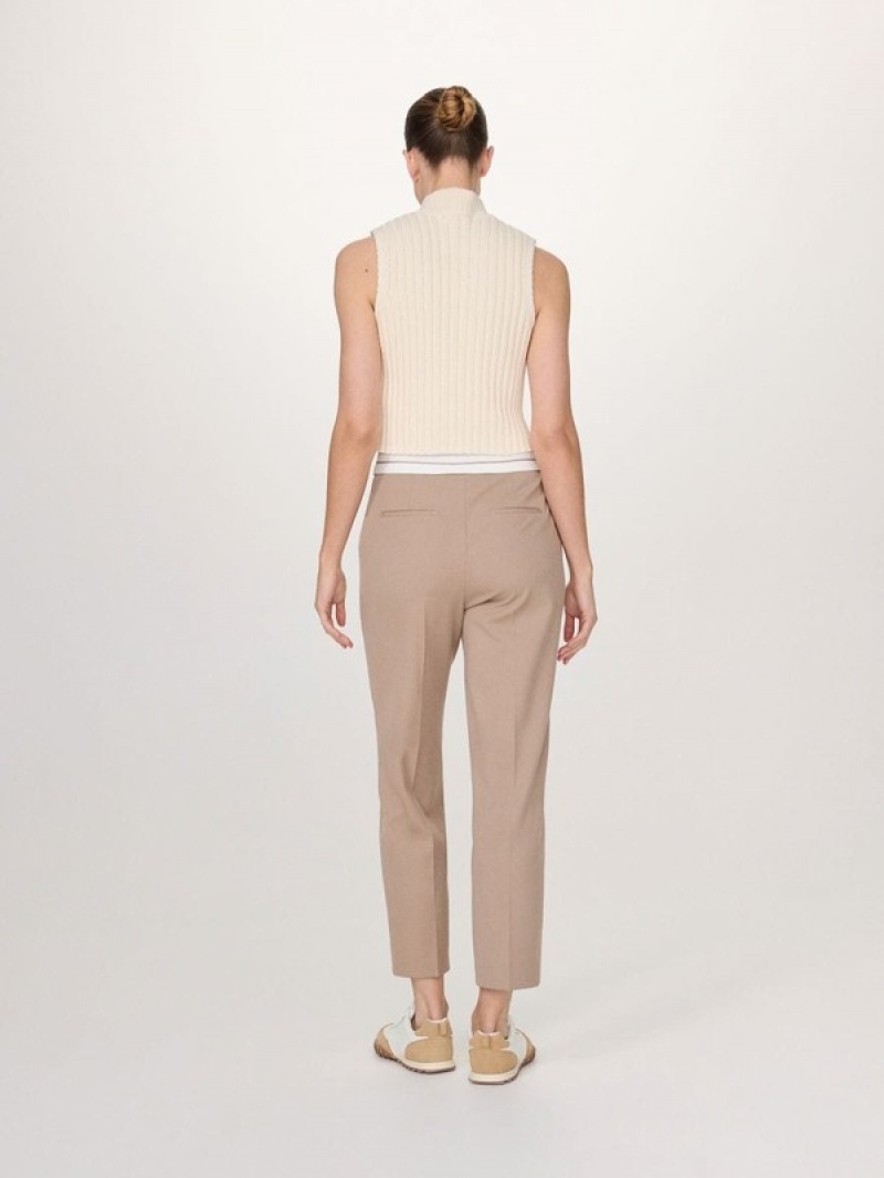 Grey / Brown Women's Reserved Asymmetrical Zipping Trousers | 90285BNLT