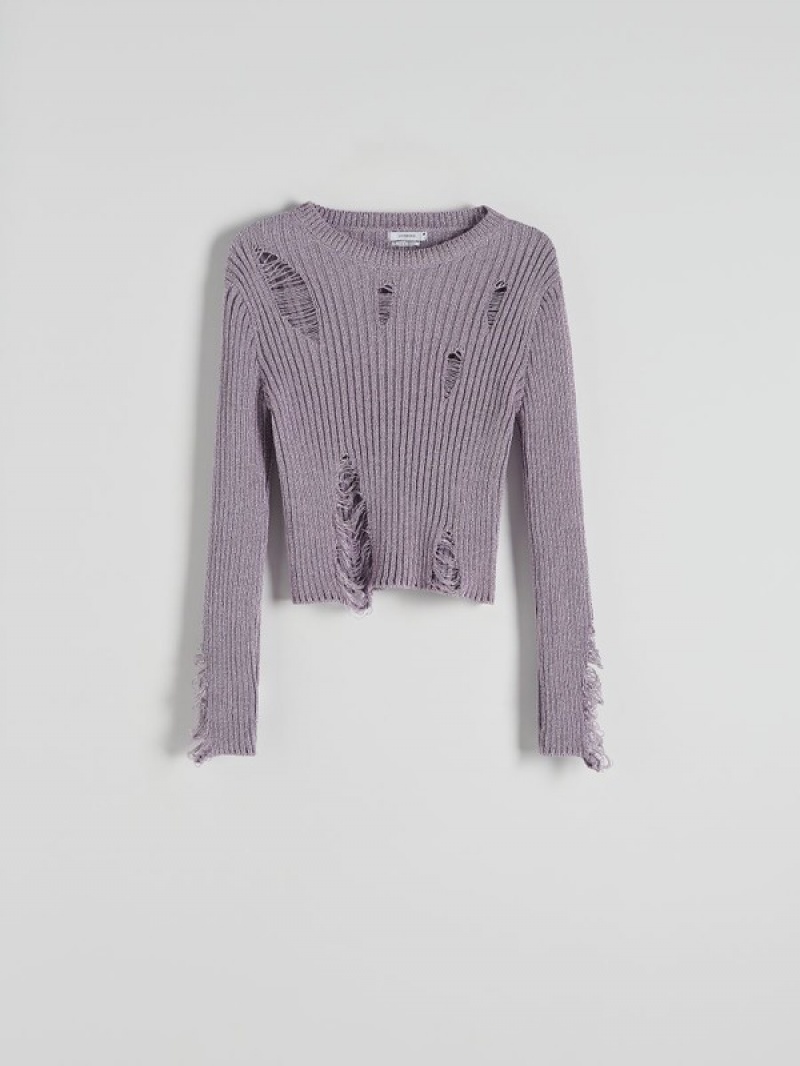 Lavender Women's Reserved Distressed Sweaters | 19754XFVE