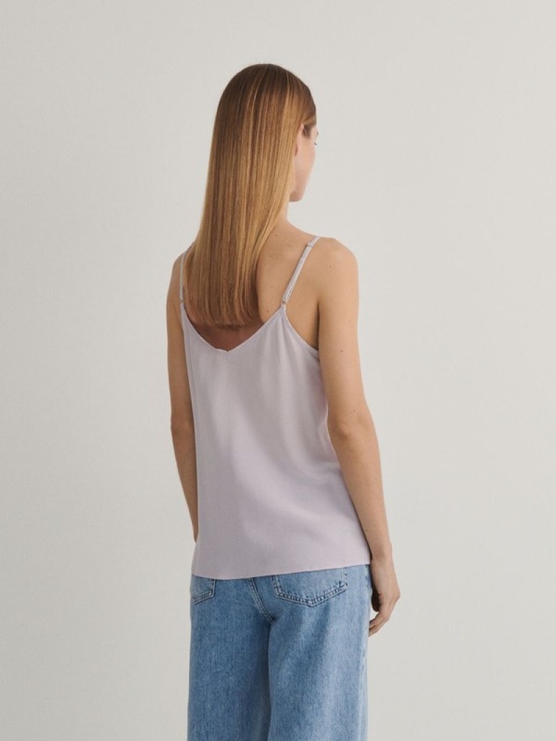 Lavender Women's Reserved Silk Top Shirts | 14780WLMR