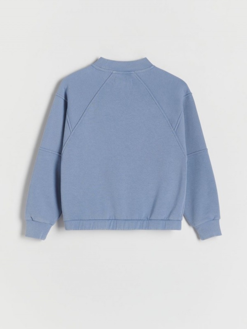 Light Blue Girls' Reserved Sweatstitching Sweatshirts | 52340MKBH