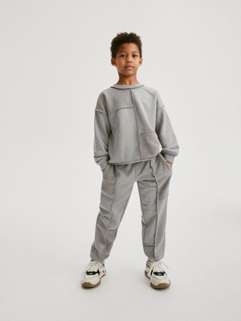 Light Grey Boys' Reserved Sweatstitching Sweaters | 12954AEKG