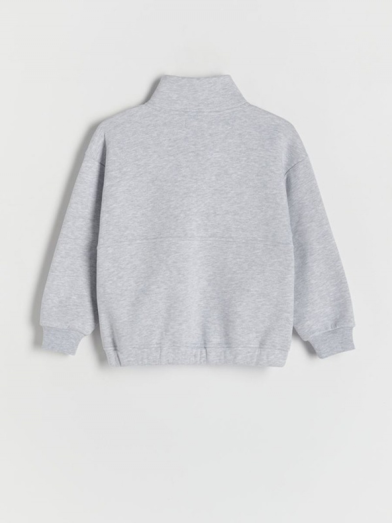 Light Grey Girls' Reserved Sweatembroidery Detailing Sweatshirts | 71065VYAL