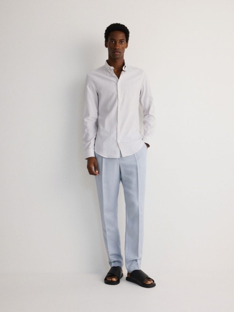 Light Grey Men's Reserved Boxy Shirts | 82154PGWQ