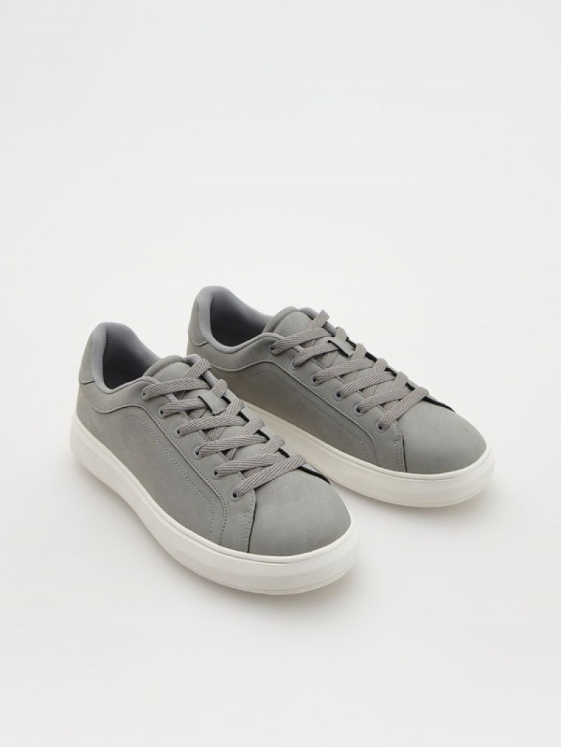 Light Grey Men's Reserved Faux Leather Shoes | 14829MXCZ