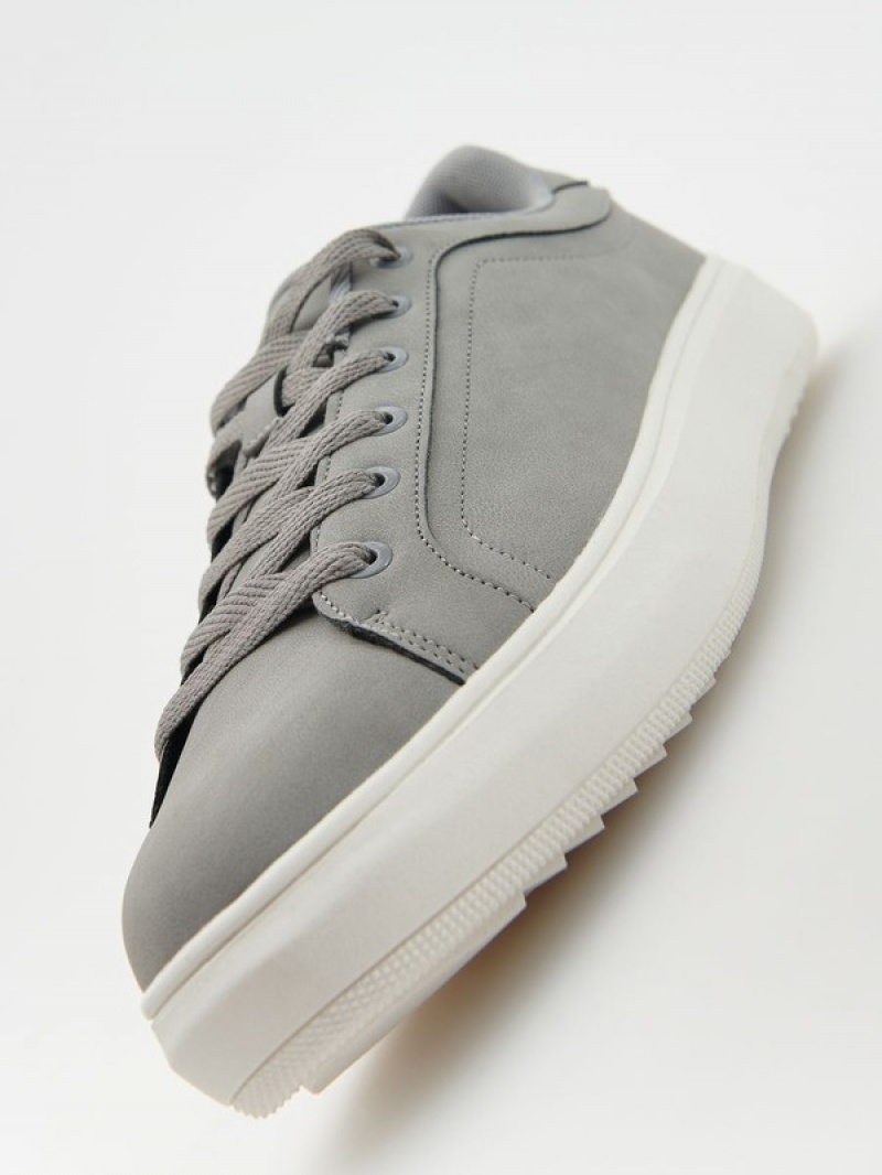 Light Grey Men's Reserved Faux Leather Shoes | 14829MXCZ