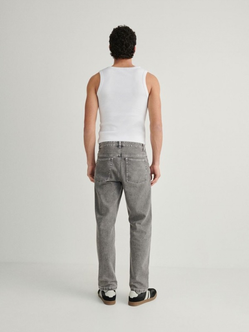 Light Grey Men's Reserved Straight Fit Jeans | 90543COXF