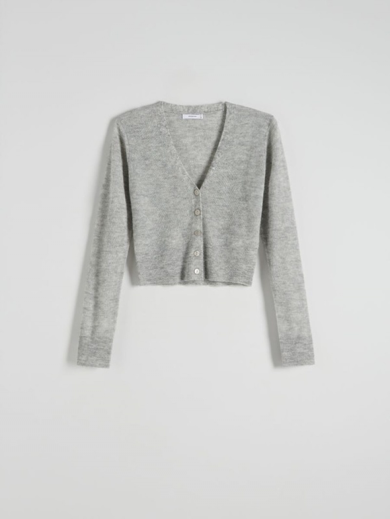 Light Grey Women's Reserved Button Down Cropped Sweaters | 61759CKPM