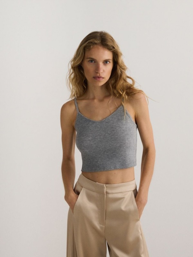 Light Grey Women's Reserved Cami Top T-shirts | 14067NHMK