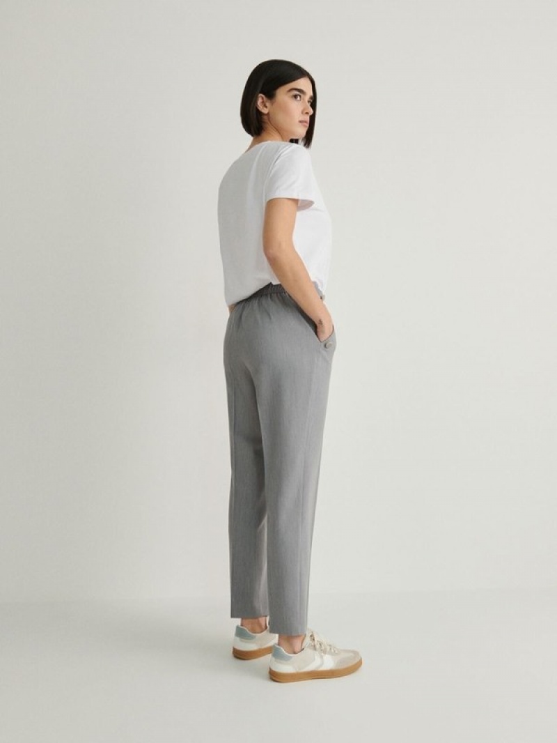 Light Grey Women's Reserved Cigarettebuttons Trousers | 16370PAGL