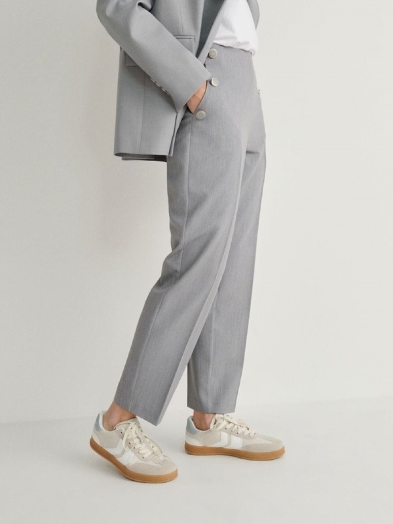 Light Grey Women's Reserved Cigarettebuttons Trousers | 16370PAGL