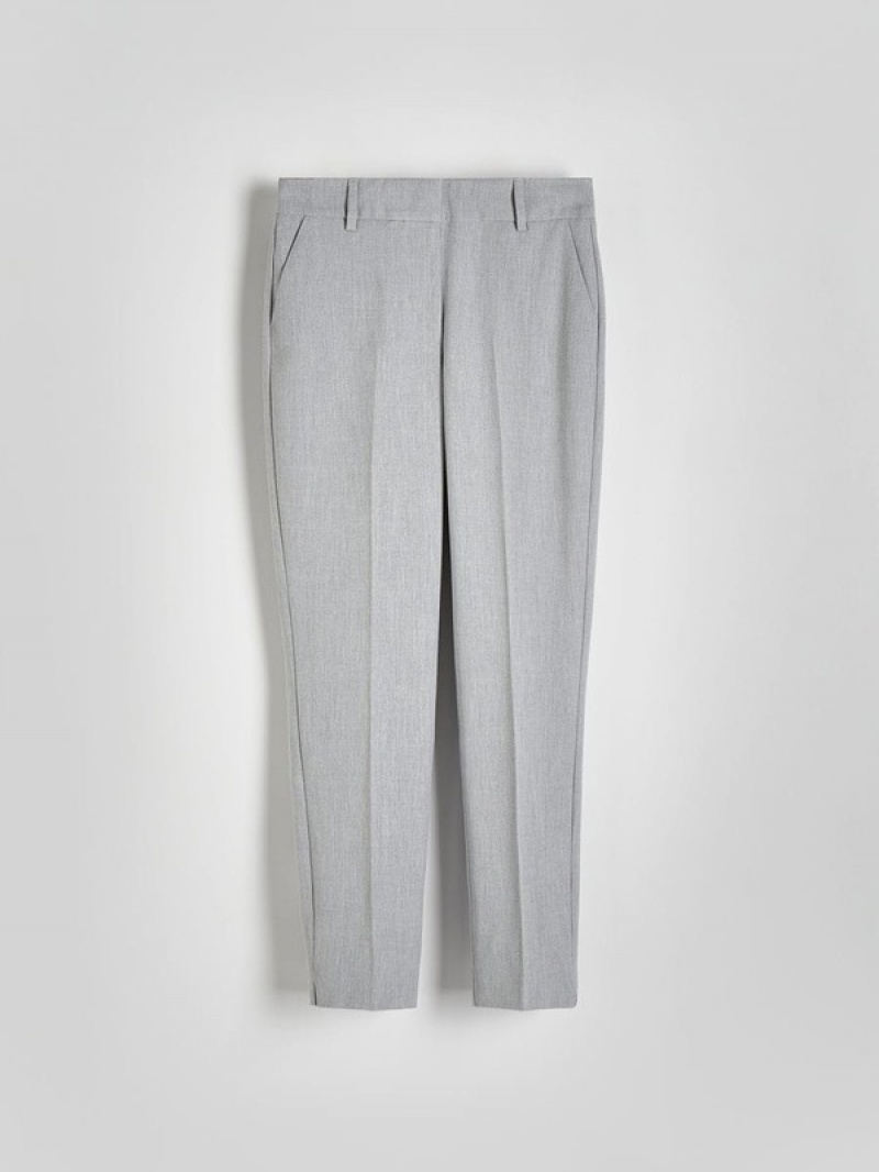 Light Grey Women's Reserved Cigaretteviscose Blend Trousers | 56014TOEW