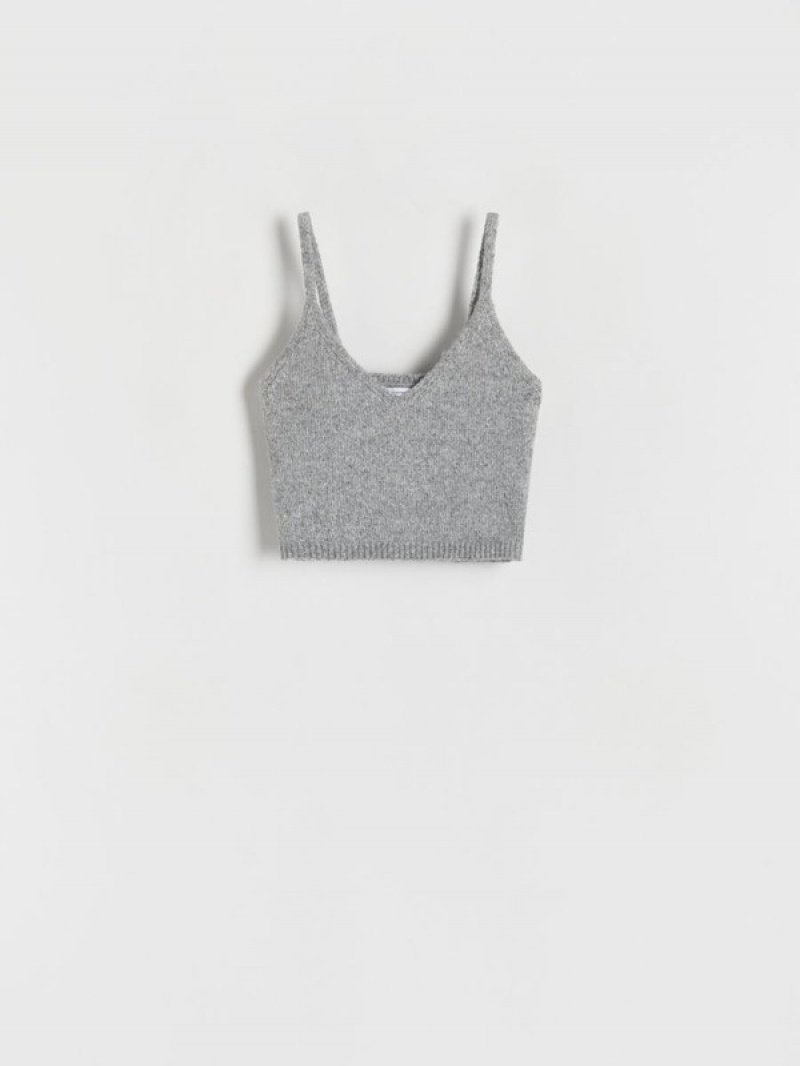 Light Grey Women's Reserved Knitted Top T-shirts | 40251LTSZ