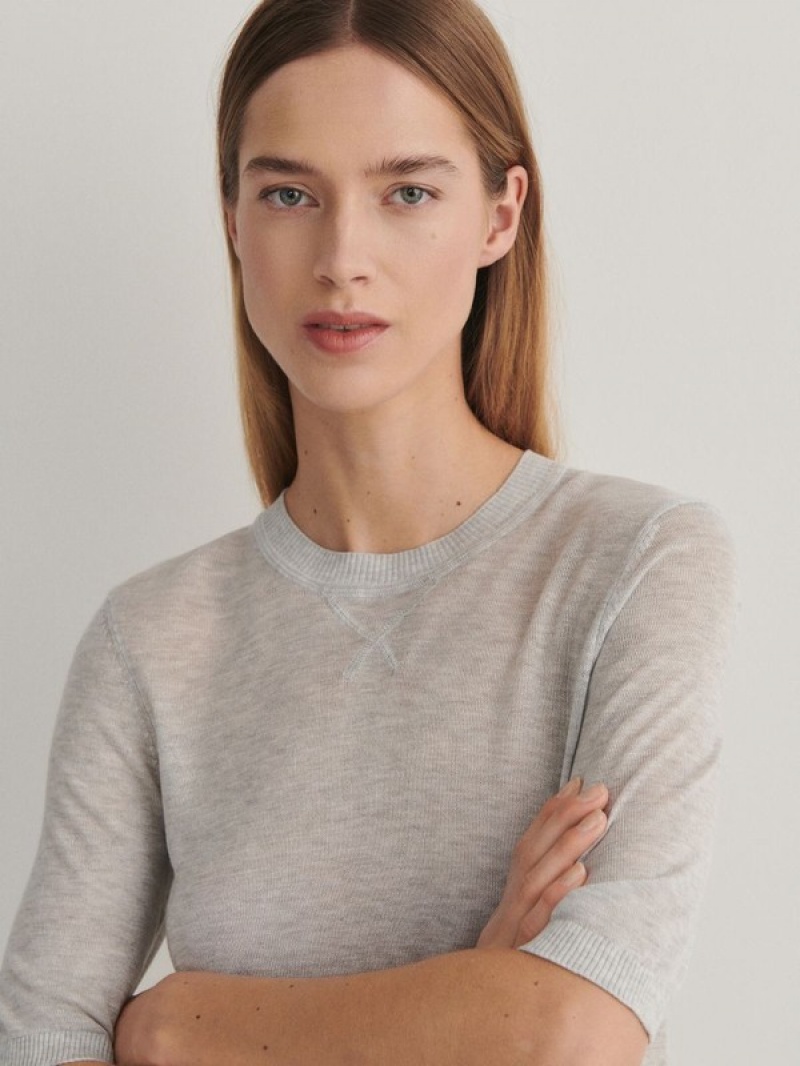 Light Grey Women's Reserved Lyocell Top Sweaters | 09372PGIS