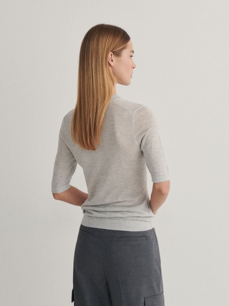 Light Grey Women's Reserved Lyocell Top Sweaters | 09372PGIS