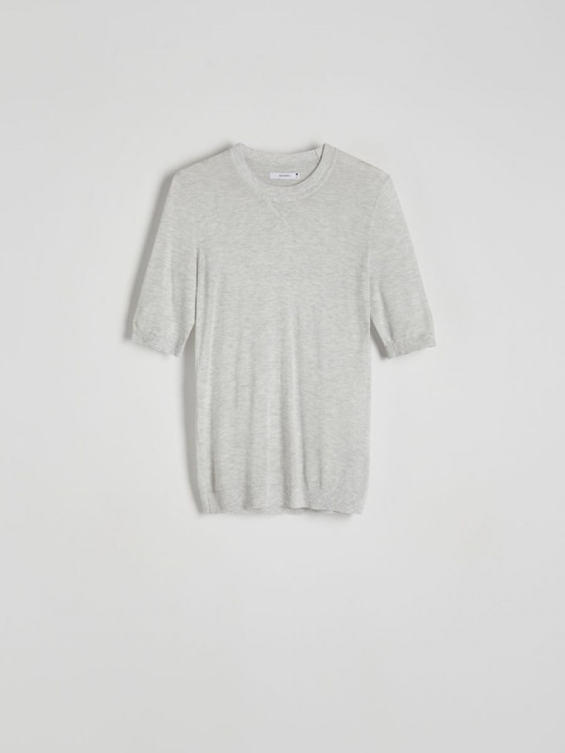 Light Grey Women's Reserved Lyocell Top Sweaters | 09372PGIS