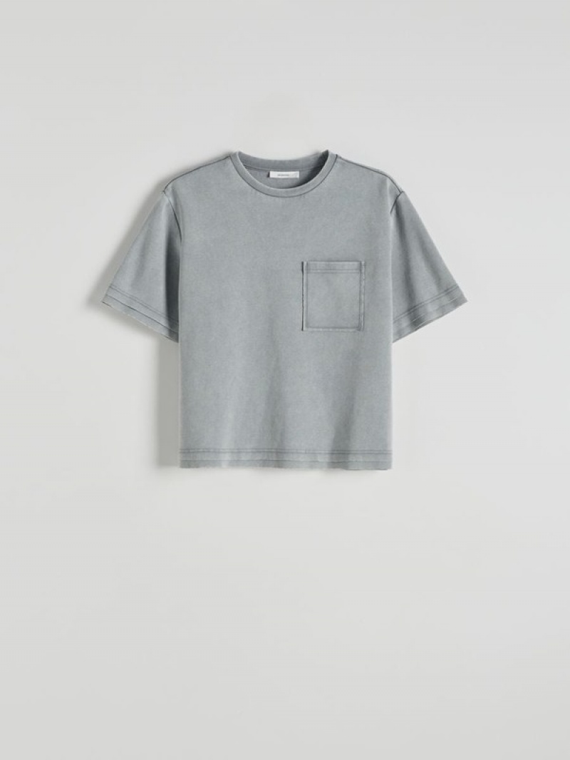 Light Grey Women's Reserved Melange Jersey T-shirts | 38412TPQC