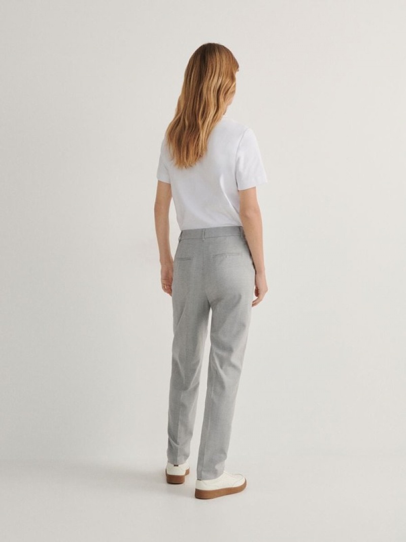 Light Grey Women's Reserved Pressed Crease Trousers | 56237YOLX