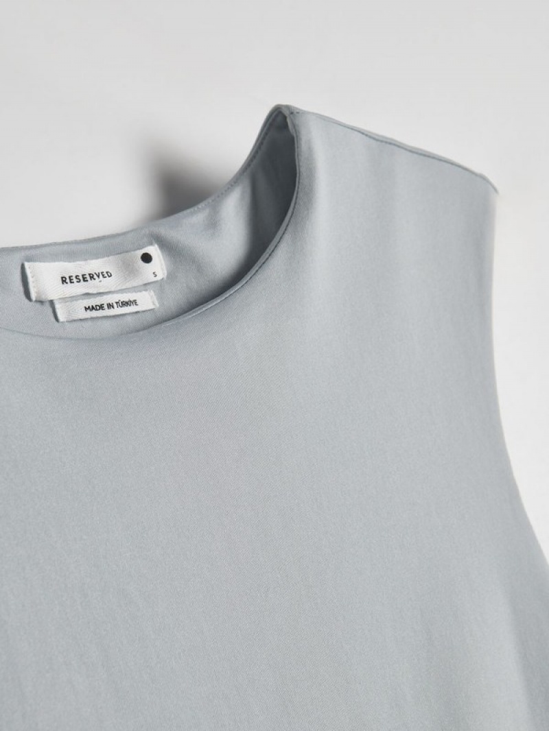 Light Grey Women's Reserved Rib Knit Jersey Body T-shirts | 81926LGMZ