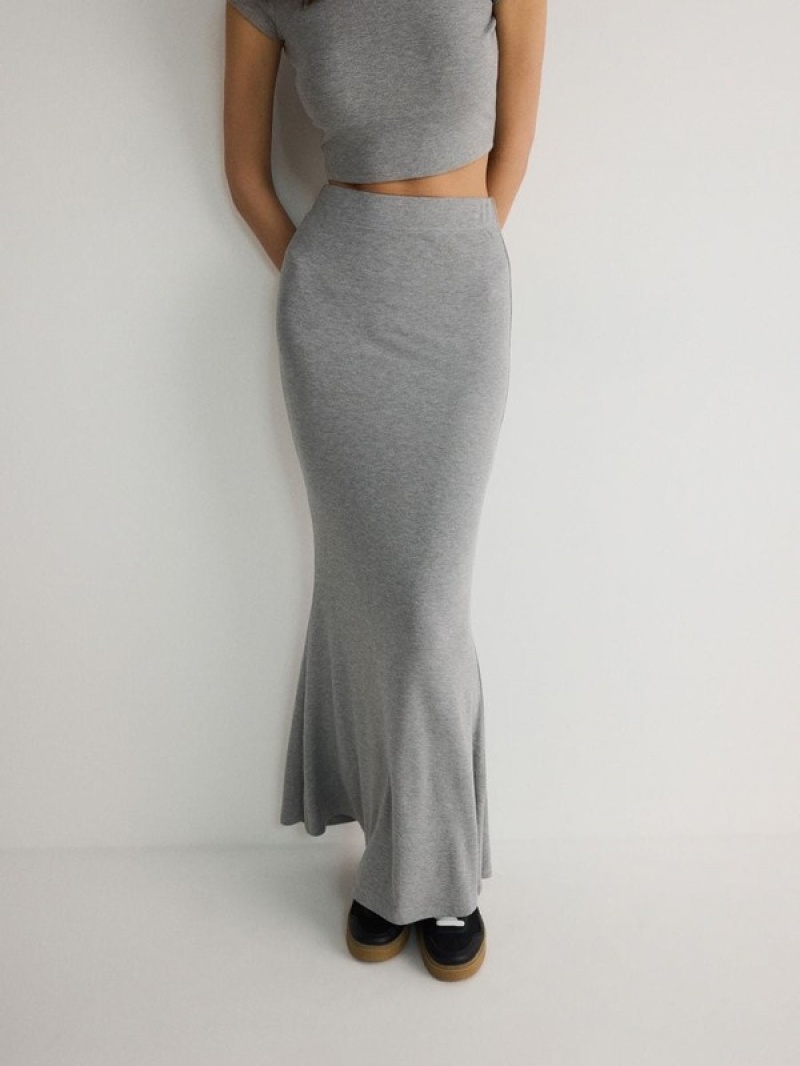 Light Grey Women's Reserved Viscose Jersey Skirts | 19435XYCF