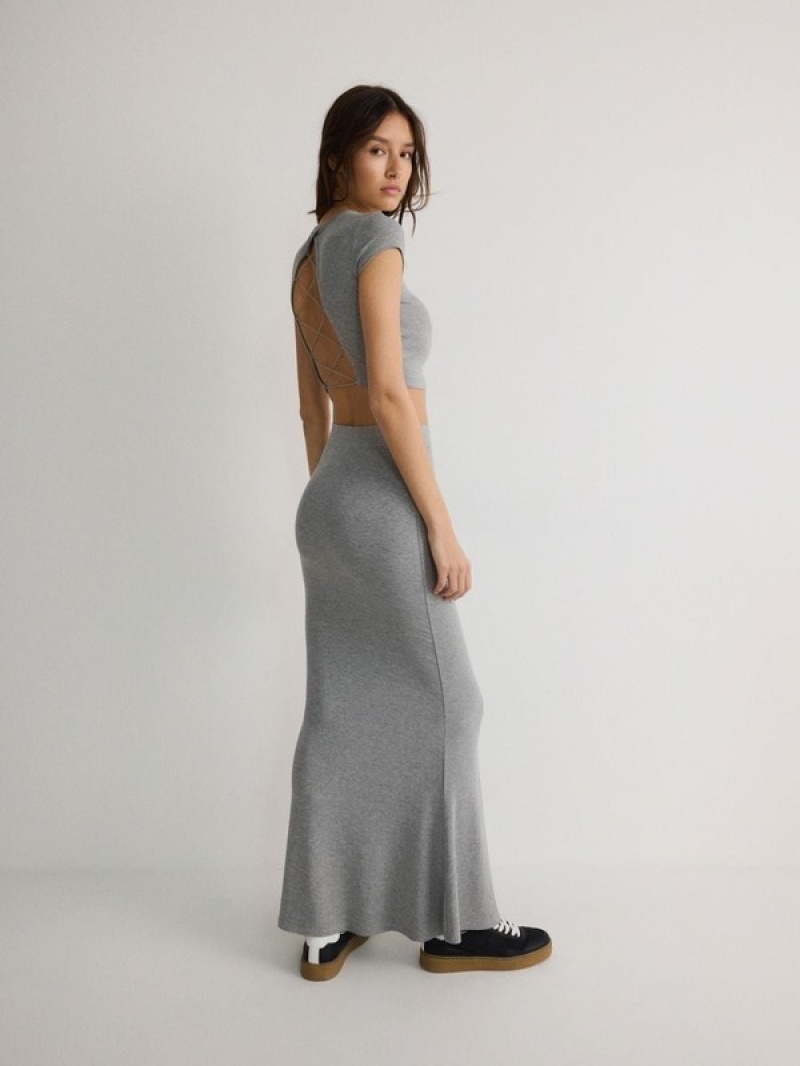 Light Grey Women's Reserved Viscose Jersey Skirts | 19435XYCF