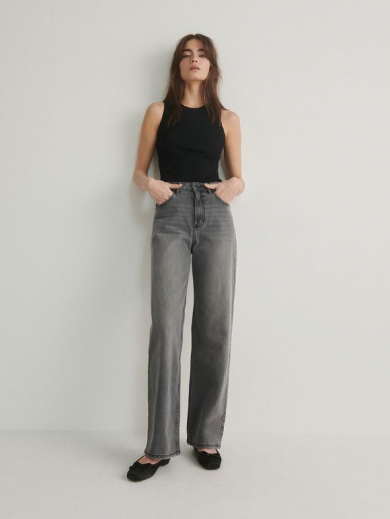 Light Grey Women\'s Reserved Wide Leg Jeans | 40591ROJV