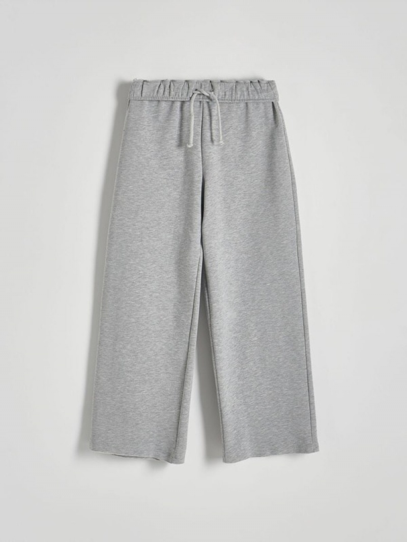 Light Grey Women's Reserved Wide Legs Trousers | 83924BUOE