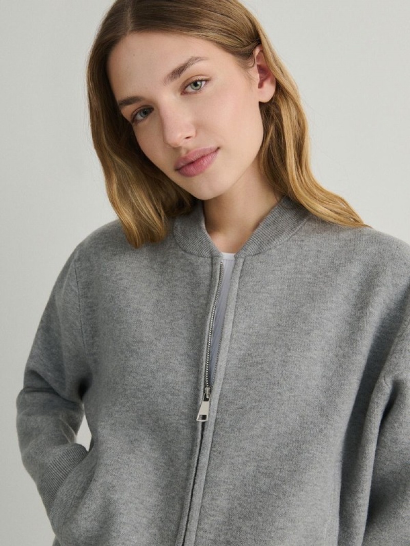 Light Grey Women's Reserved Zip Up Sweaters | 40573JEBM