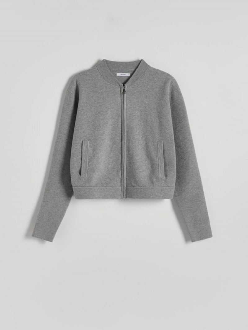 Light Grey Women's Reserved Zip Up Sweaters | 40573JEBM