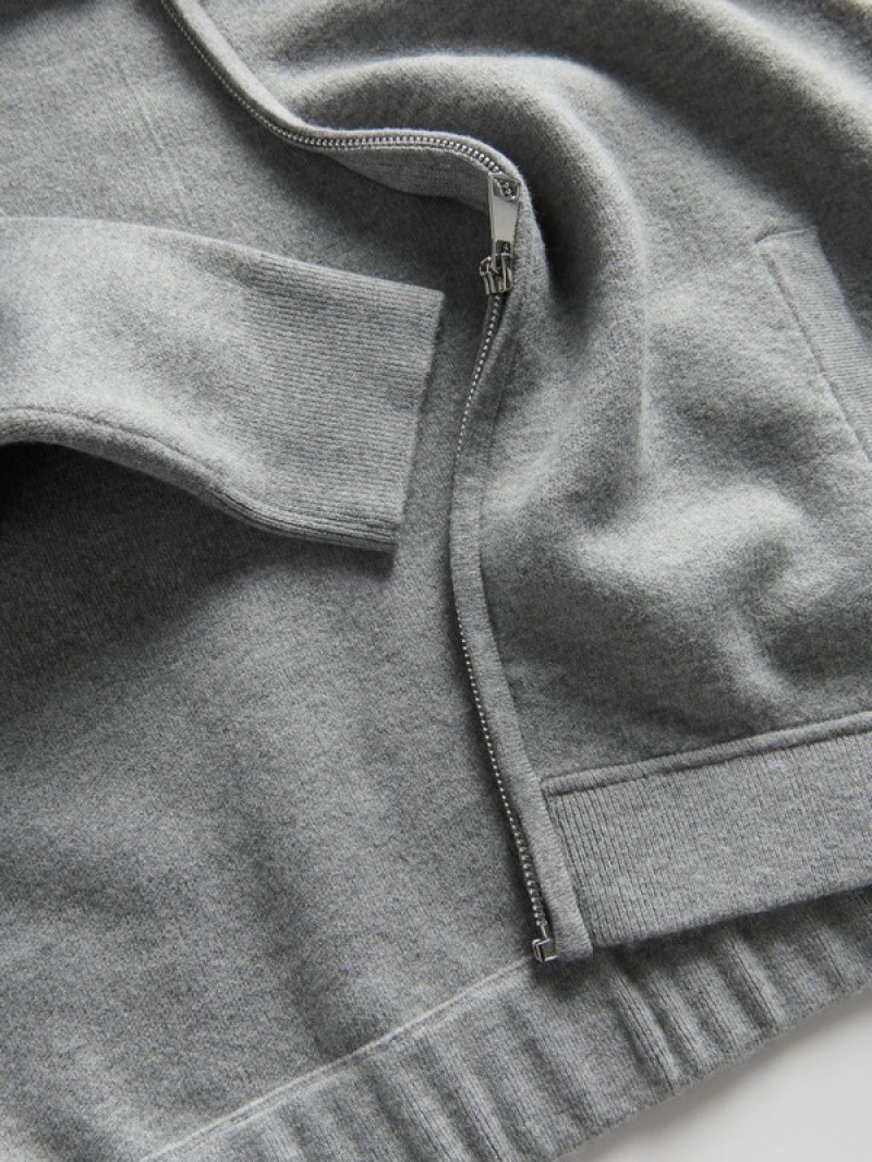 Light Grey Women's Reserved Zip Up Sweaters | 40573JEBM