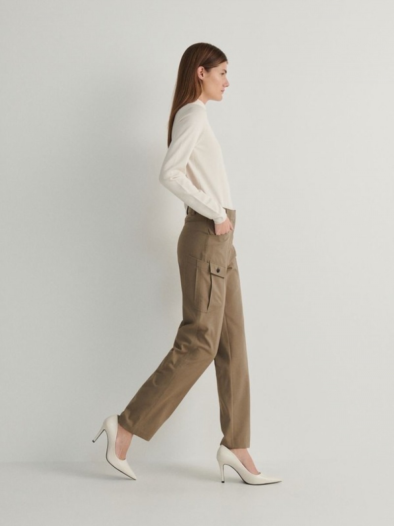 Light Olive Women\'s Reserved Cargo Pocket Trousers | 43687HPLC