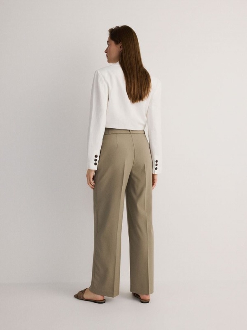 Light Olive Women's Reserved Tie Waist Trousers | 30956GOAH