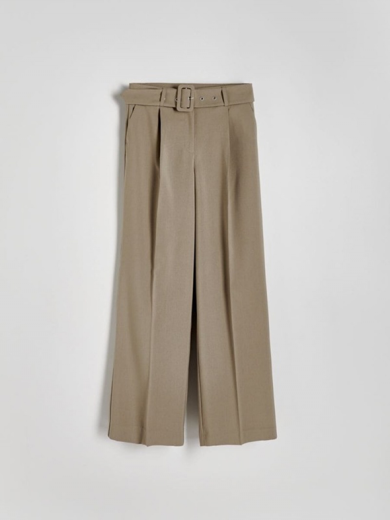 Light Olive Women's Reserved Tie Waist Trousers | 30956GOAH