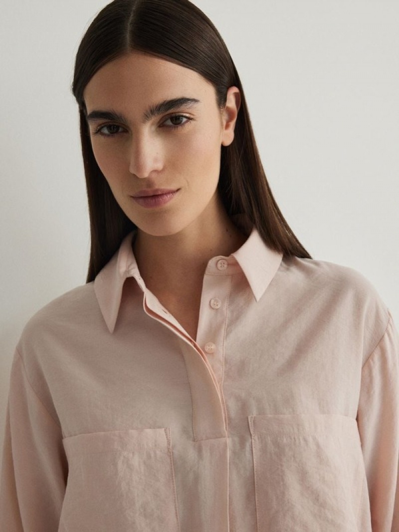 Light Orange Women's Reserved Modal Rich Shirts | 79042ARNX