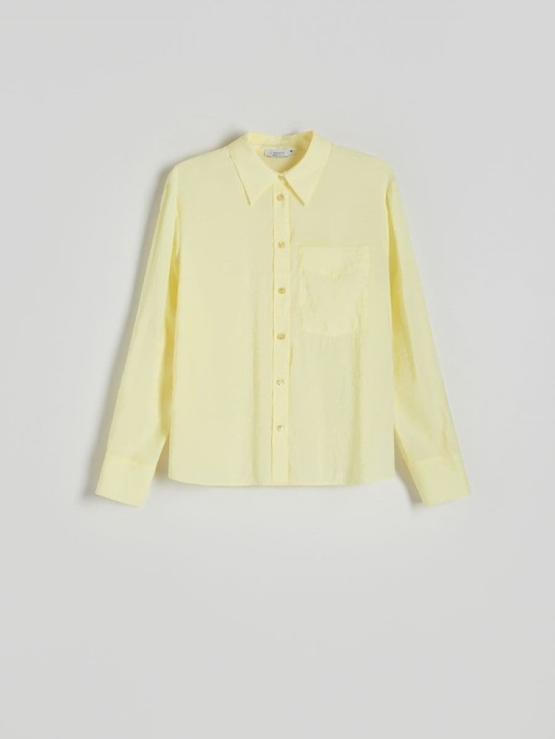 Light Yellow Women's Reserved Modal Blend Shirts | 06821TJBS